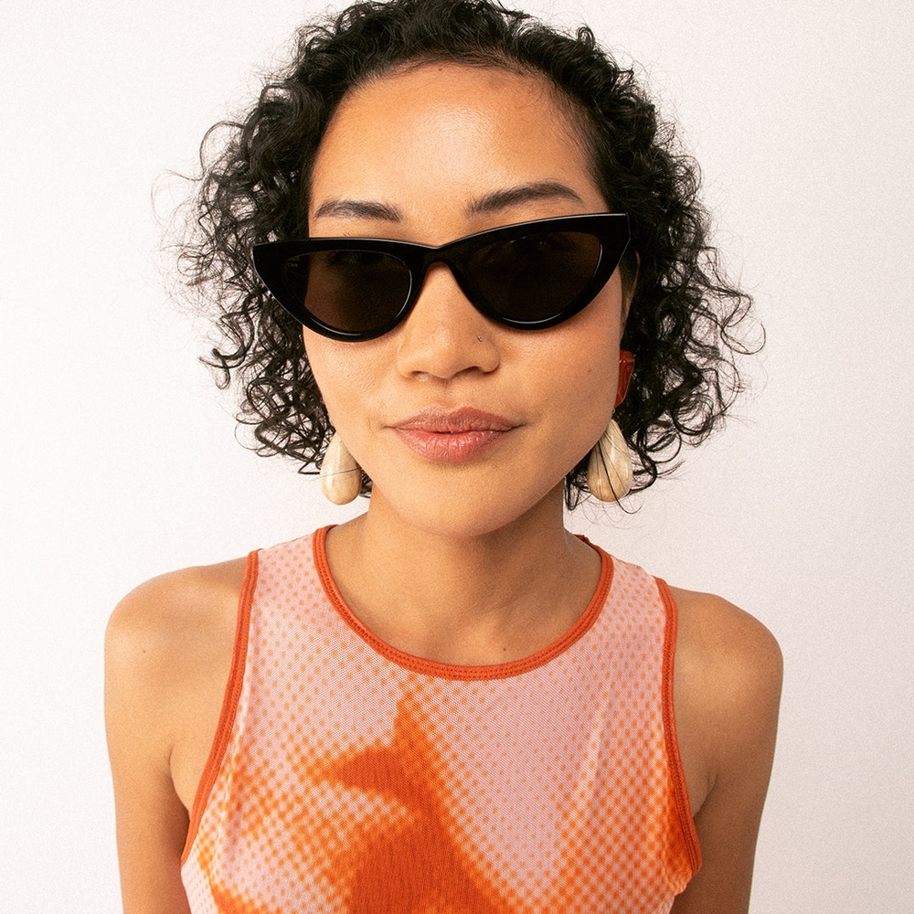 OscarxFrank FUJIN Gloss Black Cat-Eye Sunglasses - Like Brand New